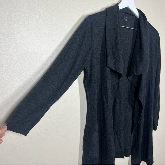 Theory Womens Maritza B Preen Open Wool Cardigan Sweater Size Large Dark Gray - Picture 4 of 11